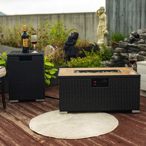 HomeRoots 50000 BTU 37" Gray Steel Propane Round Fire Pit Table - Versatile Outdoor Heat & Ambiance Solution 714429