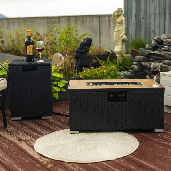 HomeRoots 50000 BTU 37" Gray Steel Propane Round Fire Pit Table - Versatile Outdoor Heat & Ambiance Solution 714429