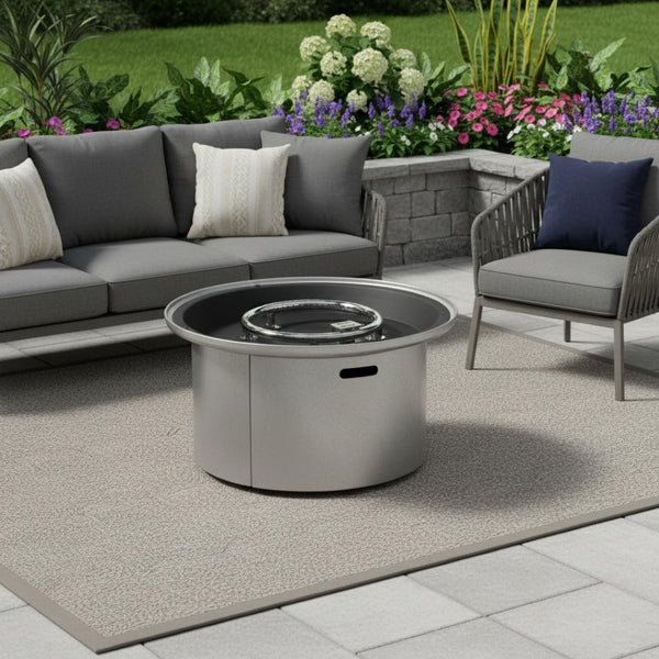 HomeRoots 50000 BTU Round Propane Fire Pit – Durable Black Steel Design for Cozy Outdoor Gatherings & Ambiance 714430