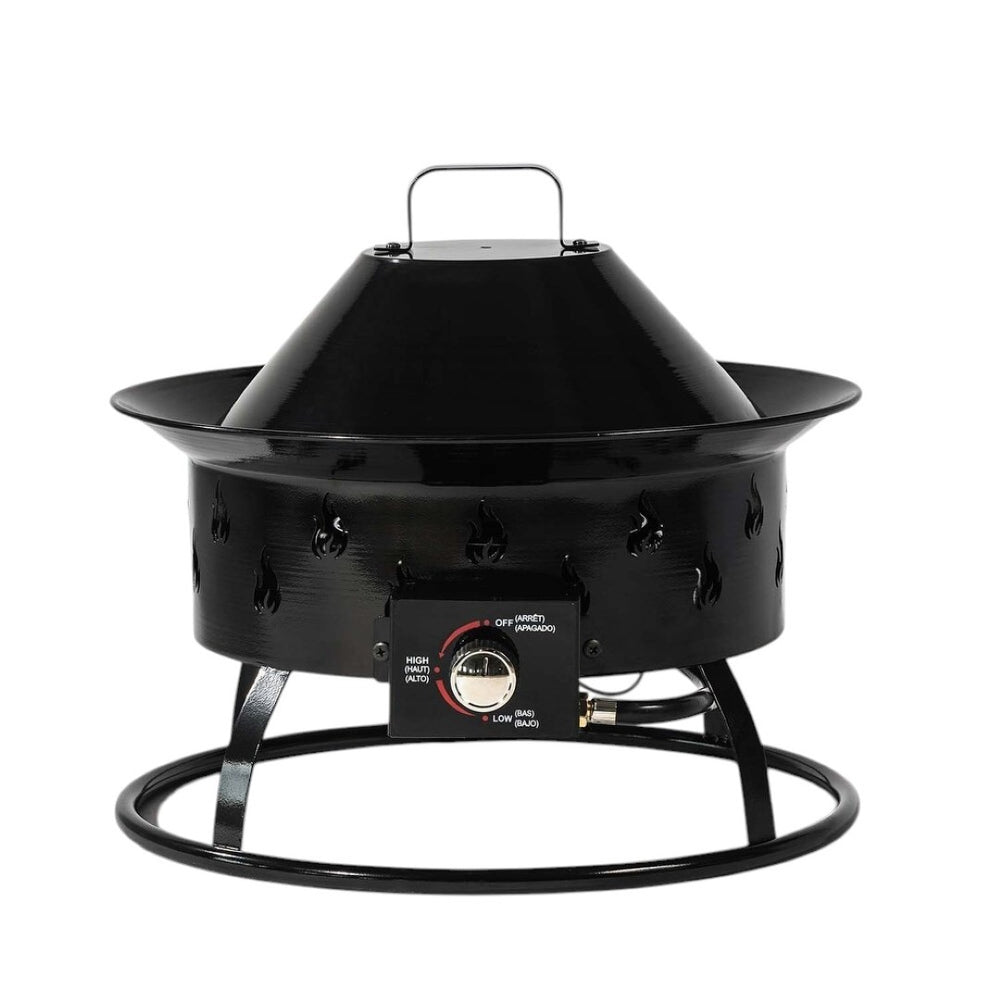 HomeRoots 50000 BTU Gray Steel Round Fire Pit Table – Dual-Purpose Design for Outdoor Gatherings & Warmth 714431