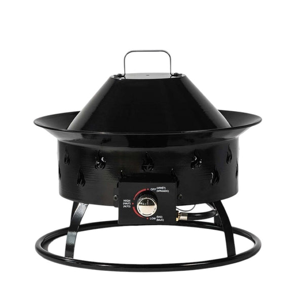 HomeRoots 50000 BTU Gray Steel Round Fire Pit Table – Dual-Purpose Design for Outdoor Gatherings & Warmth 714431