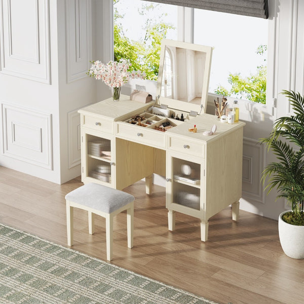 HomeRoots 35" Elegant White Wood Lighted Two-Drawer Dresser with Spacious Storage and Modern Design for Any Room 714439
