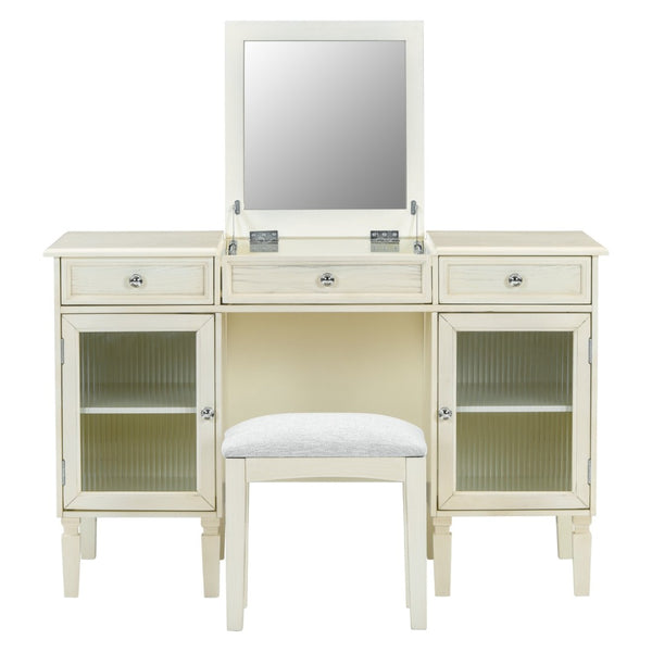 HomeRoots 35" Elegant White Wood Lighted Two-Drawer Dresser with Spacious Storage and Modern Design for Any Room 714439