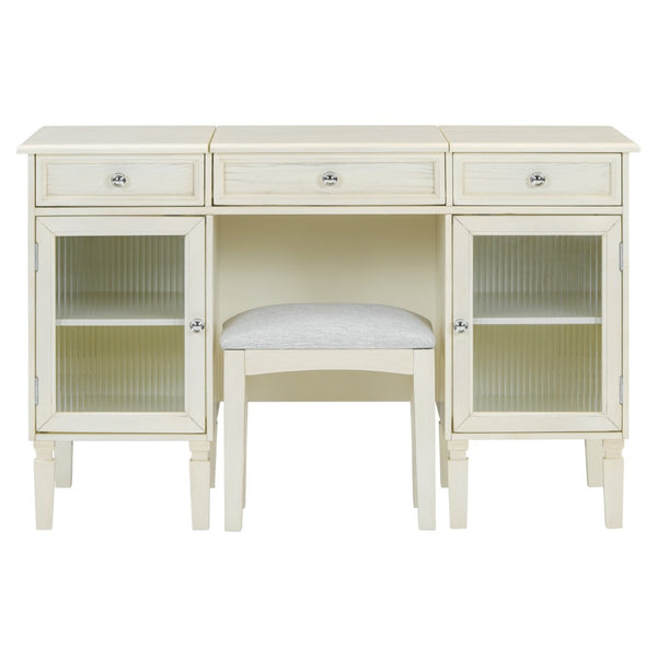HomeRoots 35" Elegant White Wood Lighted Two-Drawer Dresser with Spacious Storage and Modern Design for Any Room 714439