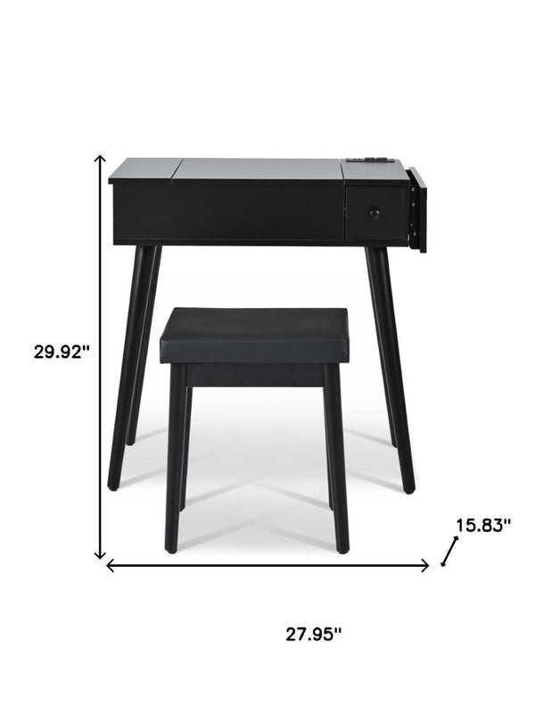 HomeRoots 45" White Five Drawer Vanity Table - Modern Design with Upholstered Seat & Ample Storage for Elegance 714442