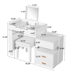 HomeRoots 45" Brown Five Drawer Vanity Table - Elegant Storage for Makeup and Grooming with Upholstered Seat 714443