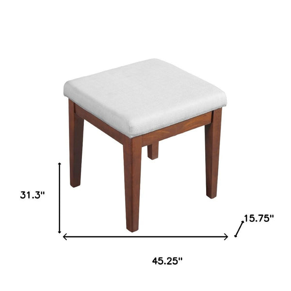 HomeRoots 39" Brown Elegant Eight Drawer Vanity Table with Upholstered Seat for Stylish and Organized Grooming 714444