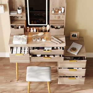 HomeRoots 45" White Wood Lighted Dresser with 11 Drawers – Stylish Storage & Illuminated Top for Your Bedroom! 714445