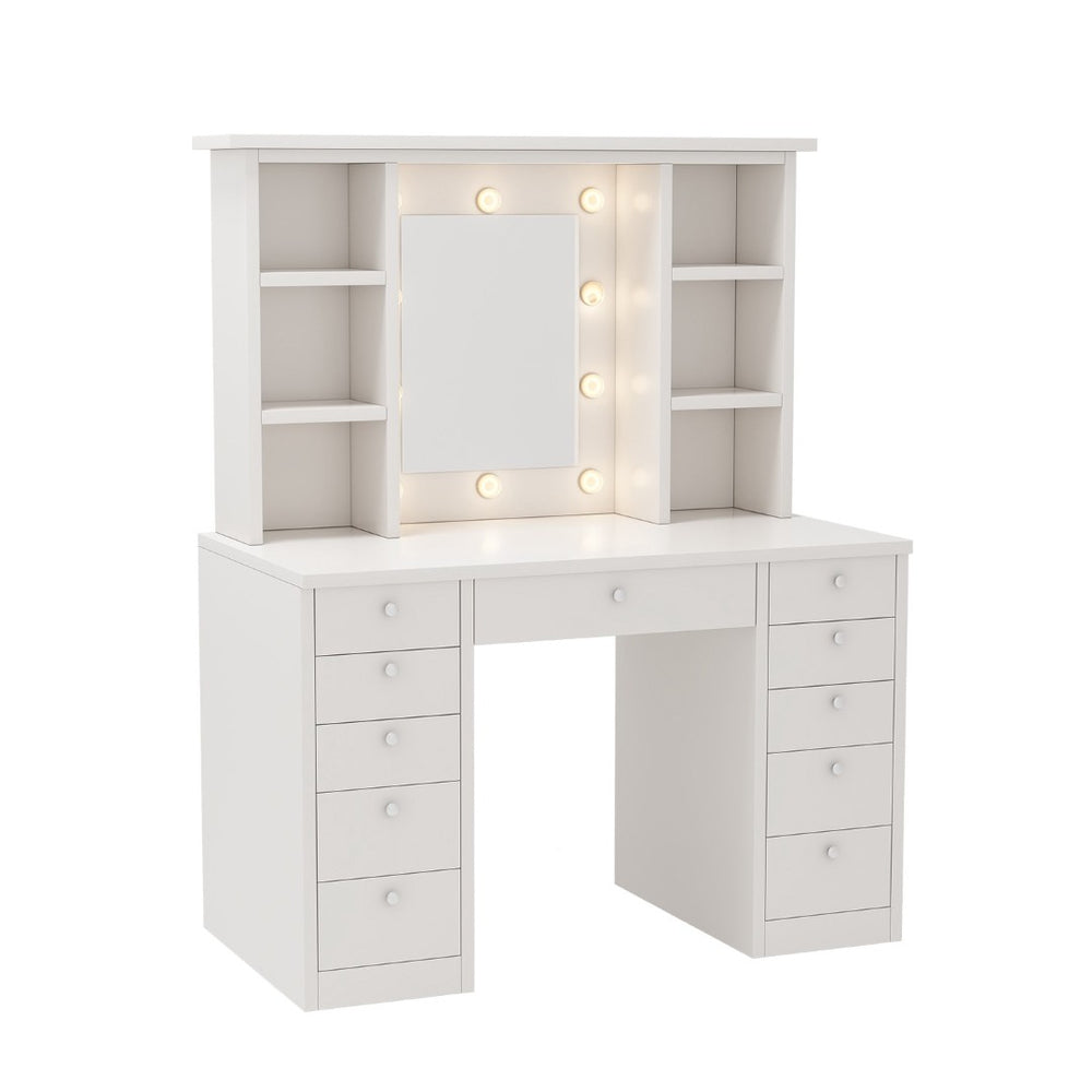 HomeRoots 51" Elegant White Four Drawer Vanity Table – Stylish Storage for Makeup, Grooming, and Bedroom Decor 714446