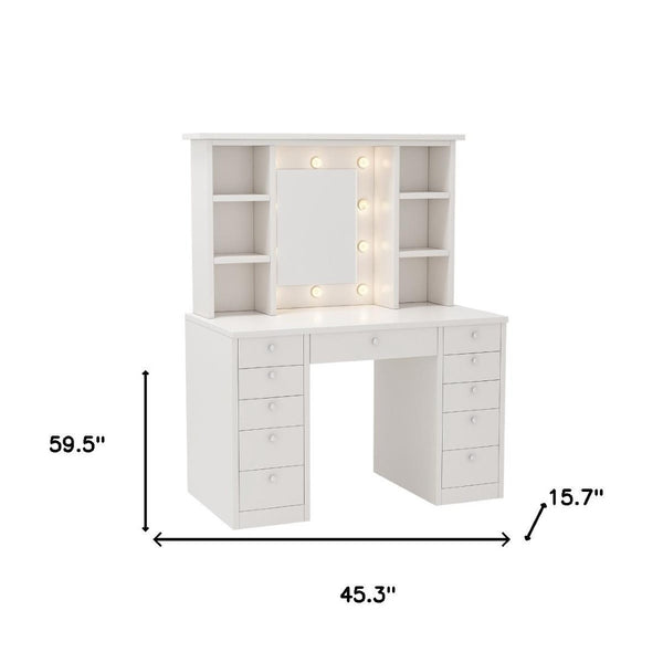 HomeRoots 51" Elegant White Four Drawer Vanity Table – Stylish Storage for Makeup, Grooming, and Bedroom Decor 714446
