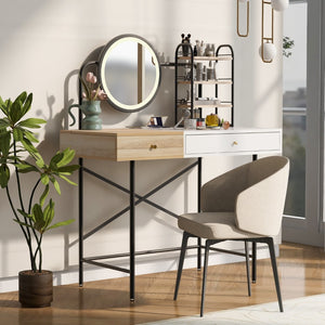 HomeRoots 19" White Wood Lighted Dresser with Mirror - Modern Three-Drawer Storage Solution for Small Spaces 714448