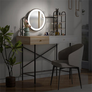 HomeRoots 19" White Wood Lighted Dresser with Mirror - Modern Three-Drawer Storage Solution for Small Spaces 714448