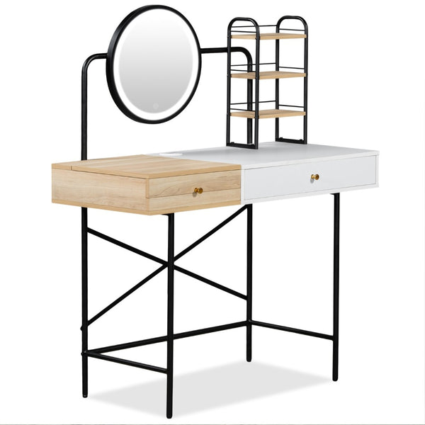 HomeRoots 19" White Wood Lighted Dresser with Mirror - Modern Three-Drawer Storage Solution for Small Spaces 714448