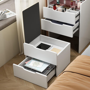 HomeRoots 24" Brown Wood Lighted Mirrored Dresser with Three Drawers – Compact Vanity for Small Spaces 714450