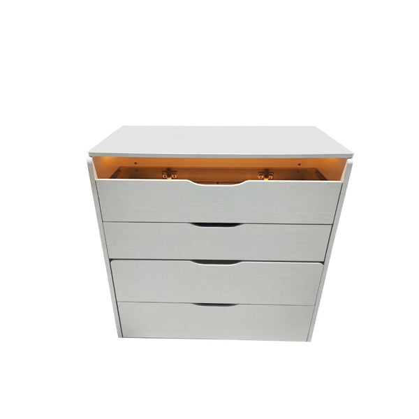 HomeRoots 24" Brown Wood Lighted Mirrored Dresser with Three Drawers – Compact Vanity for Small Spaces 714450