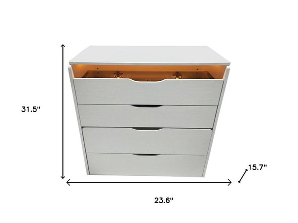 HomeRoots 24" Brown Wood Lighted Mirrored Dresser with Three Drawers – Compact Vanity for Small Spaces 714450