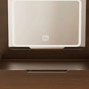 HomeRoots 19" Brown Wood Lighted Mirrored Dresser - Chic Three Drawer Storage with Vanity for Small Spaces 714451