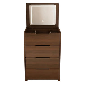 HomeRoots 28" White Wood Lighted Single Drawer Dresser - Stylish Storage & Illuminated Top for Compact Spaces 714452