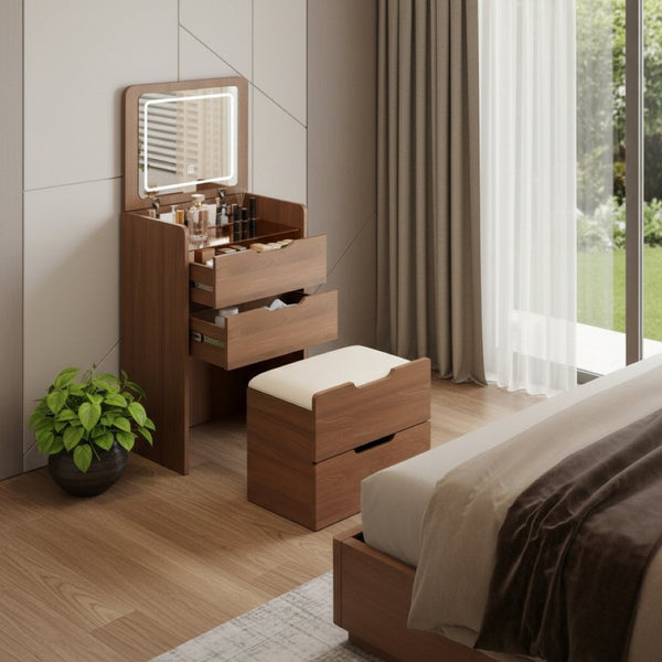 HomeRoots 28" White Wood Lighted Single Drawer Dresser - Stylish Storage & Illuminated Top for Compact Spaces 714452