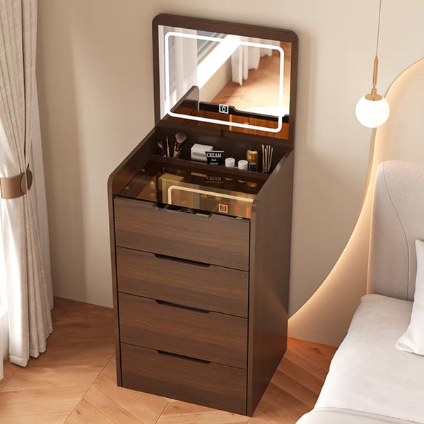 HomeRoots 28" White Wood Lighted Single Drawer Dresser - Stylish Storage & Illuminated Top for Compact Spaces 714452