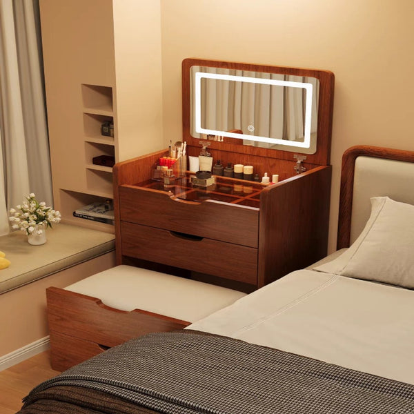 HomeRoots 28" White Wood Lighted Single Drawer Dresser - Stylish Storage & Illuminated Top for Compact Spaces 714452