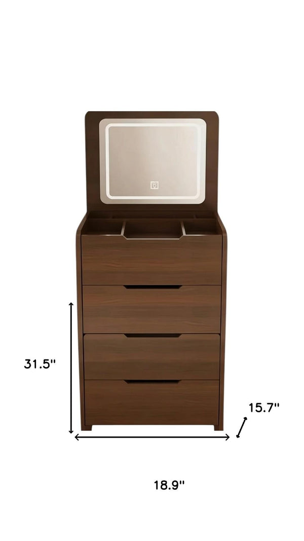 HomeRoots 28" White Wood Lighted Single Drawer Dresser - Stylish Storage & Illuminated Top for Compact Spaces 714452