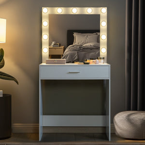 HomeRoots 28" Black Wood Lighted Single Drawer Dresser - Modern Compact Storage for Stylish Bedroom Decor 714453