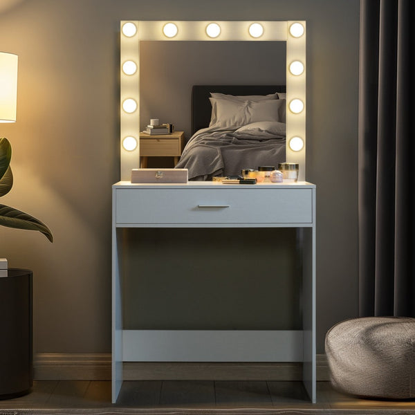 HomeRoots 28" Black Wood Lighted Single Drawer Dresser - Modern Compact Storage for Stylish Bedroom Decor 714453