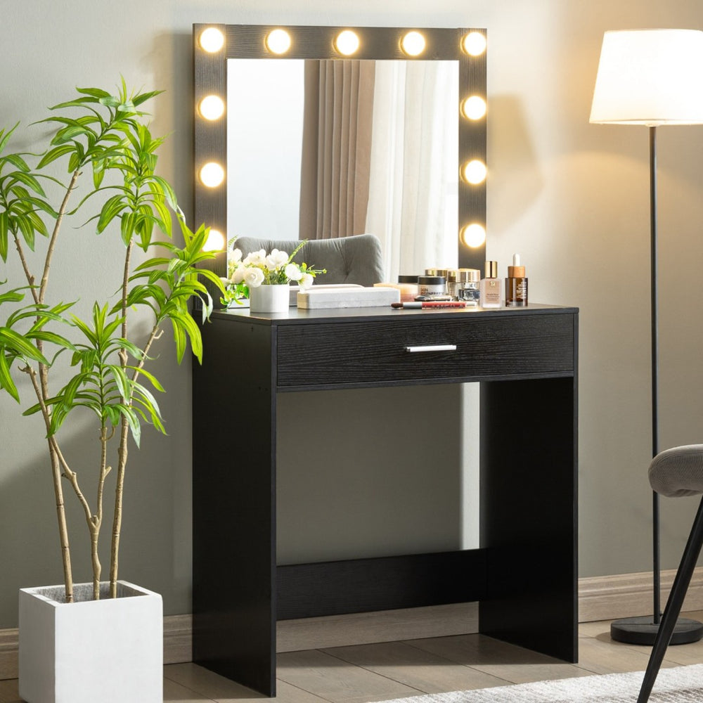HomeRoots 35" Modern White Wood Dresser with Built-In Lighting - Sleek Two-Drawer Design for Smart Storage 714454