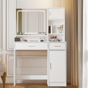 HomeRoots 35" Sleek Black Wood Two-Drawer Dresser with Lighted Mirror - Modern Storage for Small Spaces 714455