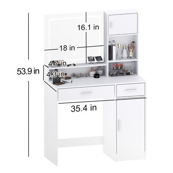 HomeRoots 35" Sleek Black Wood Two-Drawer Dresser with Lighted Mirror - Modern Storage for Small Spaces 714455