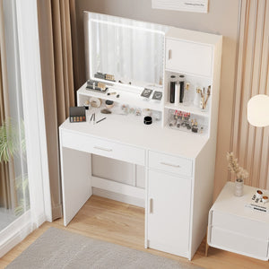 HomeRoots 35" Sleek Black Wood Two-Drawer Dresser with Lighted Mirror - Modern Storage for Small Spaces 714455