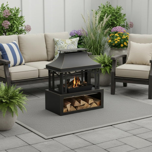 HomeRoots 50000 BTU Rectangular Gray Iron Propane Fire Pit Table with Cover - Stylish, Durable, & Efficient Heat 714459