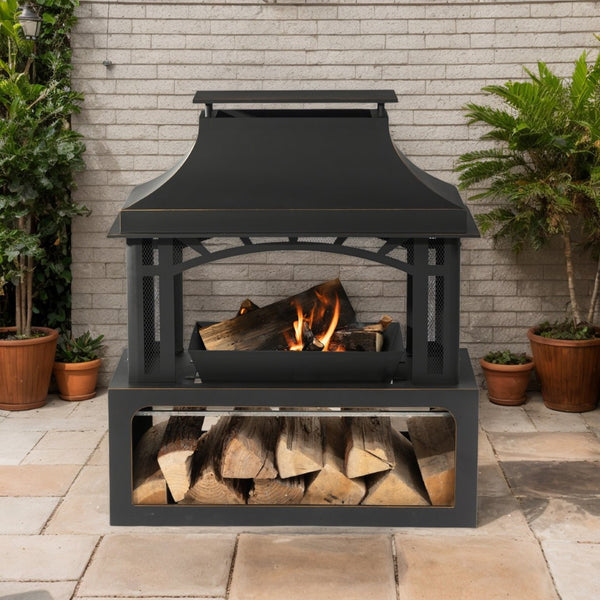 HomeRoots 50000 BTU Rectangular Gray Iron Propane Fire Pit Table with Cover - Stylish, Durable, & Efficient Heat 714459