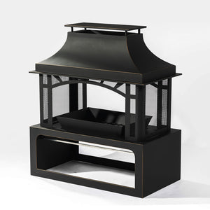 HomeRoots 50000 BTU Rectangular Gray Iron Propane Fire Pit Table with Cover - Stylish, Durable, & Efficient Heat 714459
