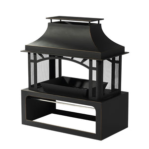 HomeRoots 50000 BTU Rectangular Gray Iron Propane Fire Pit Table with Cover - Stylish, Durable, & Efficient Heat 714459