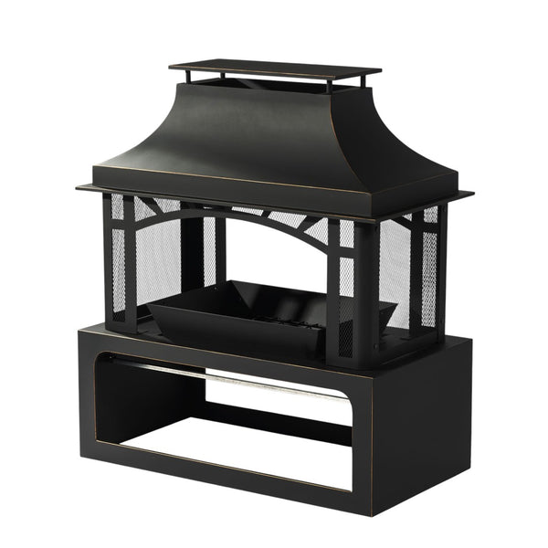 HomeRoots 50000 BTU Rectangular Gray Iron Propane Fire Pit Table with Cover - Stylish, Durable, & Efficient Heat 714459