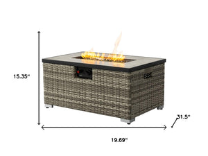 HomeRoots 40000 BTU Black Steel Rectangular Propane Fire Pit - Perfect for Cozy Outdoor Gatherings & Ambiance 714461