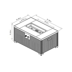 HomeRoots 40000 BTU Black Steel Rectangular Propane Fire Pit - Perfect for Cozy Outdoor Gatherings & Ambiance 714461
