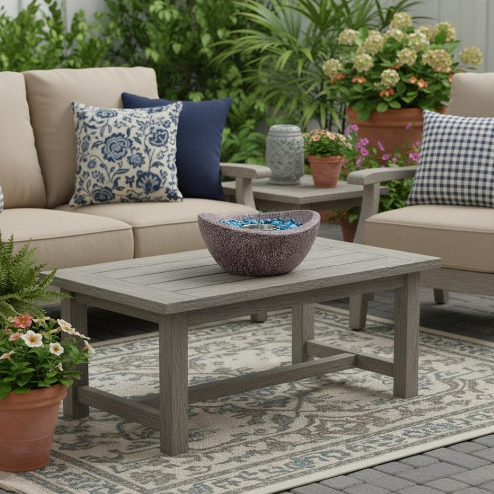 HomeRoots 40000 BTU Gray Concrete Propane Fire Pit Table – Stylish, Durable, and Perfect for Outdoor Gatherings! 714466