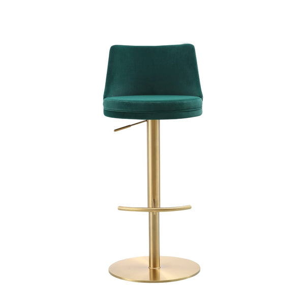 HomeRoots Blue Velvet and Rose Gold Adjustable Swivel Bar Chair – Chic Comfort for Modern Spaces 714468