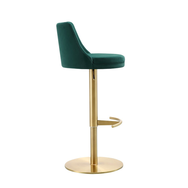 HomeRoots Blue Velvet and Rose Gold Adjustable Swivel Bar Chair – Chic Comfort for Modern Spaces 714468