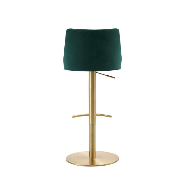 HomeRoots Blue Velvet and Rose Gold Adjustable Swivel Bar Chair – Chic Comfort for Modern Spaces 714468