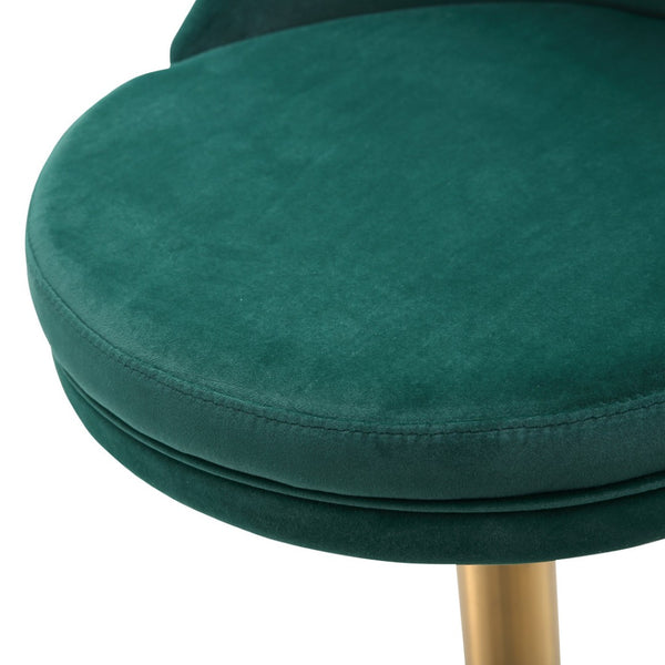 HomeRoots Blue Velvet and Rose Gold Adjustable Swivel Bar Chair – Chic Comfort for Modern Spaces 714468