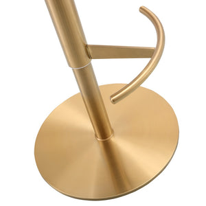 HomeRoots Blue Velvet and Rose Gold Adjustable Swivel Bar Chair – Chic Comfort for Modern Spaces 714468