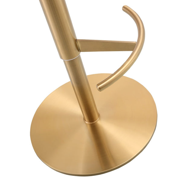 HomeRoots Blue Velvet and Rose Gold Adjustable Swivel Bar Chair – Chic Comfort for Modern Spaces 714468