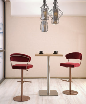 HomeRoots Black Adjustable Height Swivel Bar Chair in Faux Leather & Rose Gold Steel – Chic & Versatile Design 714471