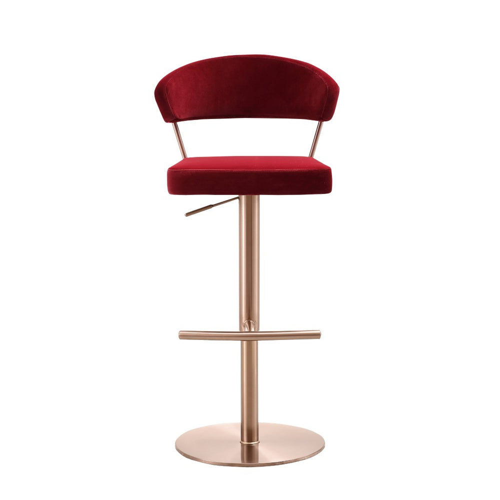 HomeRoots Black Adjustable Height Swivel Bar Chair in Faux Leather & Rose Gold Steel – Chic & Versatile Design 714471