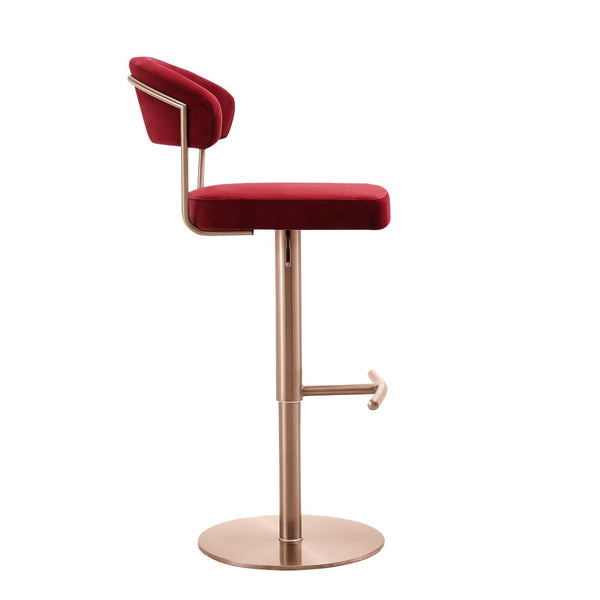 HomeRoots Black Adjustable Height Swivel Bar Chair in Faux Leather & Rose Gold Steel – Chic & Versatile Design 714471