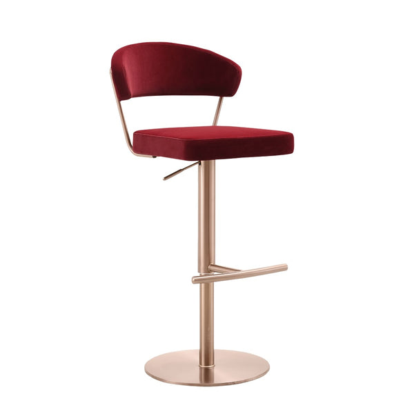 HomeRoots Black Adjustable Height Swivel Bar Chair in Faux Leather & Rose Gold Steel – Chic & Versatile Design 714471